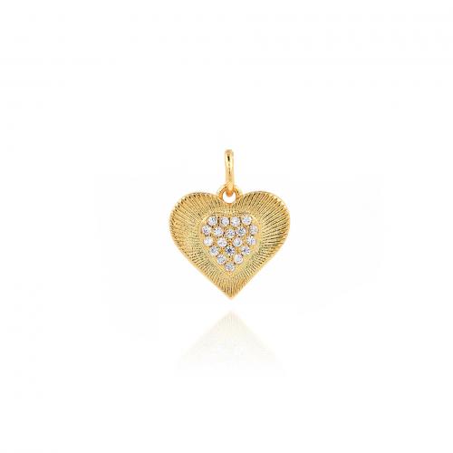 Cubic Zirconia Micro Pave Brass Pendant, Heart, 18K gold plated, fashion jewelry & DIY & micro pave cubic zirconia [