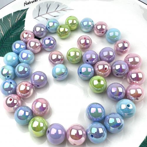 Plating Acrylic Beads, Round, colorful plated, DIY 16mm, Approx 