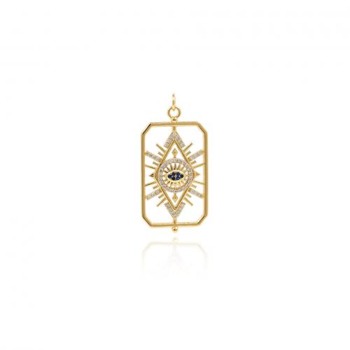 Cubic Zirconia Micro Pave Brass Pendant, 18K gold plated, fashion jewelry & DIY & micro pave cubic zirconia & hollow [