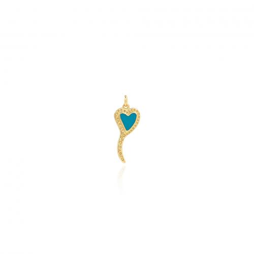 Enamel Brass Pendants, Heart, 18K gold plated, fashion jewelry & DIY, blue [