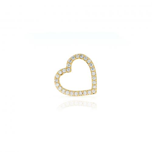 Cubic Zirconia Micro Pave Brass Pendant, Heart, 18K gold plated, fashion jewelry & DIY & micro pave cubic zirconia & hollow [