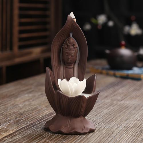 Incense Smoke Flow Backflow Holder Ceramic Incense Burner, Purple Clay, handmade, for home and office & durable [