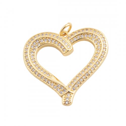 Cubic Zirconia Micro Pave Brass Pendant, Heart, fashion jewelry & Unisex & micro pave cubic zirconia, golden 