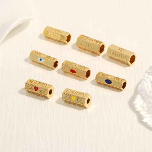 Cubic Zirconia Micro Pave Brass Beads, gold color plated, DIY & micro pave cubic zirconia & enamel [