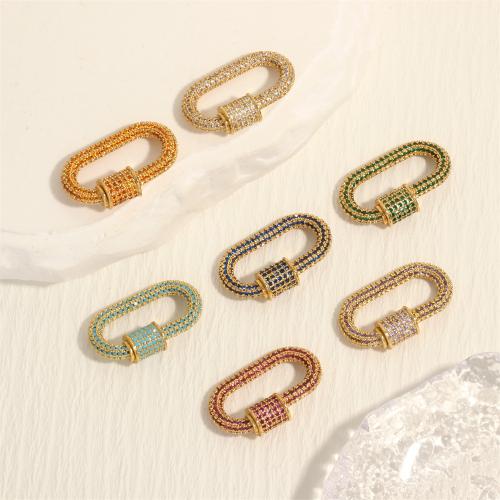 Brass Screw Clasp, gold color plated, DIY & micro pave cubic zirconia [