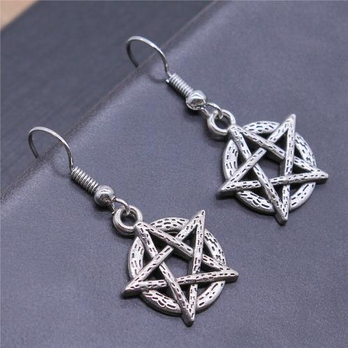 Zinc Alloy Drop Earring, with Iron, Star, plated, fashion jewelry, silver color [