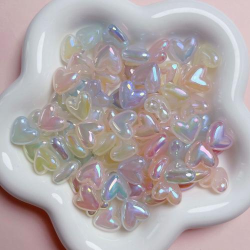 Plating Acrylic Beads, Heart, UV plating, DIY & luminated Approx 