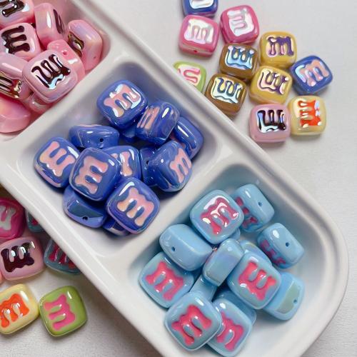 Acrylic Alphabet Beads, Resin, Square, UV plating, DIY Approx 