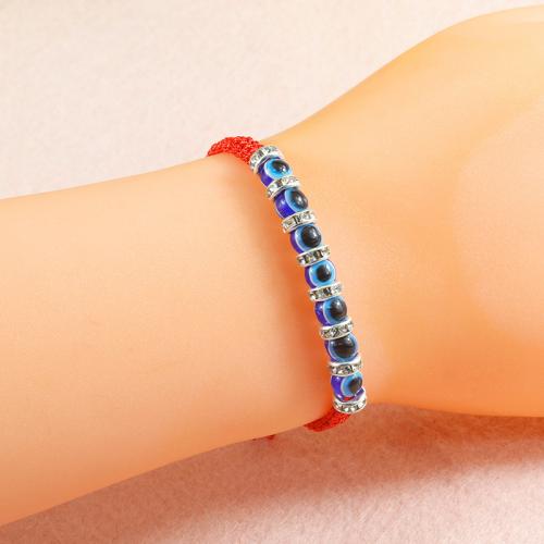 Evil Eye Jewelry Bracelet, Knot Cord, with Resin & Zinc Alloy, handmade, fashion jewelry & Unisex & adjustable 6mm Approx 14-28 cm 