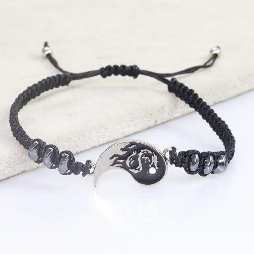 Fashion Zinc Alloy Bracelets, Knot Cord, with Zinc Alloy, handmade, fashion jewelry & Unisex & adjustable Approx 15-30 cm 