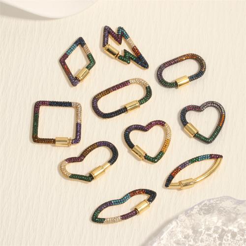 Fermoir ridoir en laiton, Placage de couleur d'or, DIY & styles différents pour le choix & pavé de micro zircon, plus de couleurs à choisir, Vendu par PC[