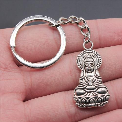 Zinc Alloy Key Chain Jewelry, with Iron, Buddha, plated, fashion jewelry 