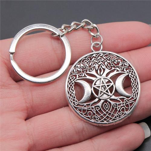 Zinc Alloy Key Chain Jewelry, with Iron, Round, plated, fashion jewelry 