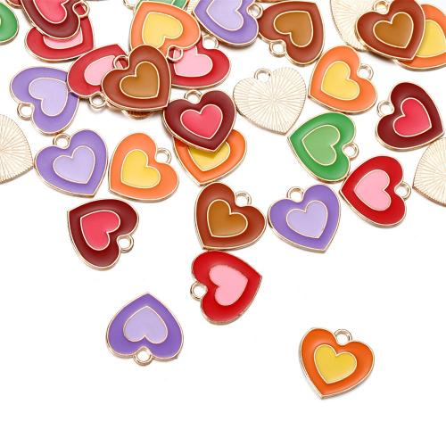 Zinc Alloy Enamel Pendants, Heart, plated, DIY 