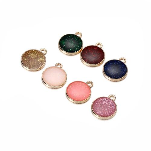 Zinc Alloy Enamel Pendants, Round, plated, DIY 13.5mm 