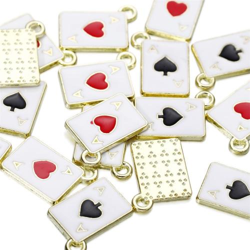 Zinc Alloy Enamel Pendants, Poker, plated, DIY 