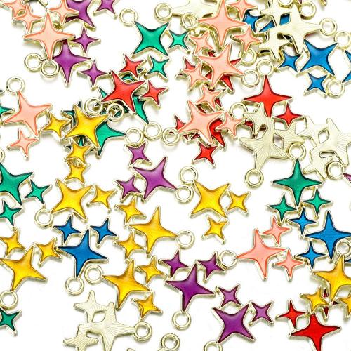 Zinc Alloy Enamel Pendants, Star, plated, DIY 