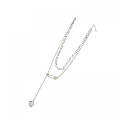 304 Stainless Steel Necklace, plated, multilayer & oval chain & for man Approx 16-20 Inch 