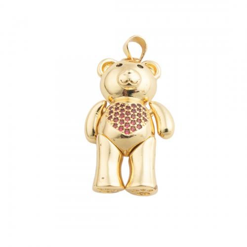 Cubic Zirconia Micro Pave Brass Pendant, Bear, fashion jewelry & Unisex & micro pave cubic zirconia, golden [