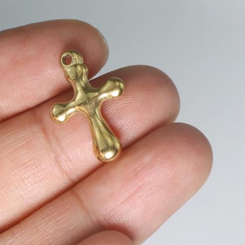 Stainless Steel Cross Pendants, 304 Stainless Steel, plated, DIY, golden 