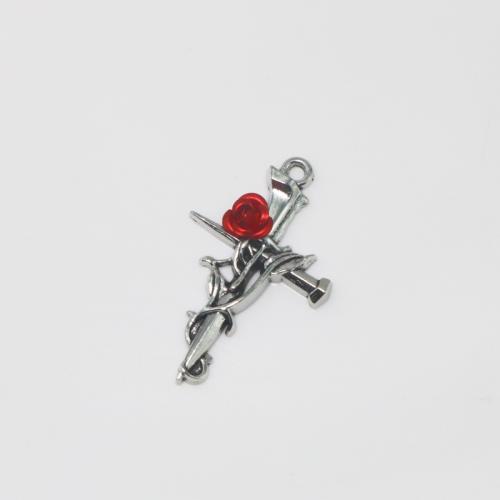 Zinc Alloy Cross Pendants, plated, DIY, silver color [