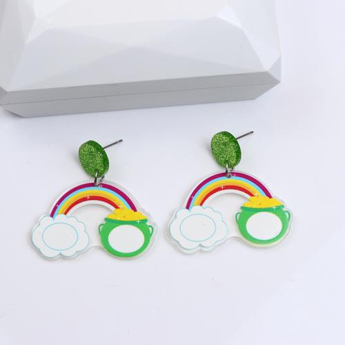 Acrylic Drop Earring, printing, fashion jewelry & for woman 