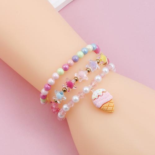 Children Bracelets, Plastic, Ice Cream, handmade, three pieces & for children, multi-colored 