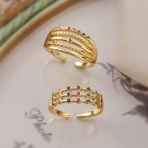 Cubic Zirconia Micro Pave Brass Finger Ring, gold color plated & micro pave cubic zirconia & for woman [