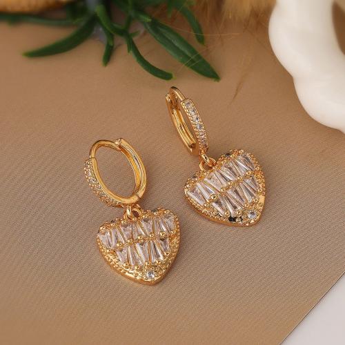 Cubic Zirconia Micro Pave Brass Earring, gold color plated & micro pave cubic zirconia & for woman [