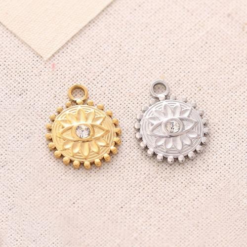 Rhinestone Stainless Steel Pendants, 304 Stainless Steel, Vacuum Ion Plating, fashion jewelry & DIY & with rhinestone [