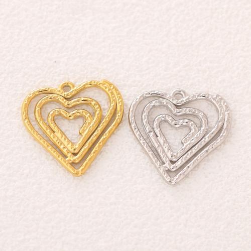 Stainless Steel Heart Pendants, 304 Stainless Steel, Vacuum Ion Plating, fashion jewelry & DIY & hollow [