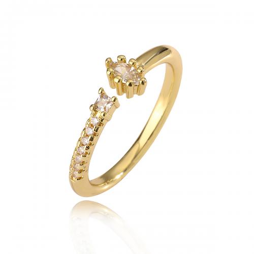 Cubic Zirconia Micro Pave Brass Finger Ring, gold color plated & micro pave cubic zirconia & for woman 