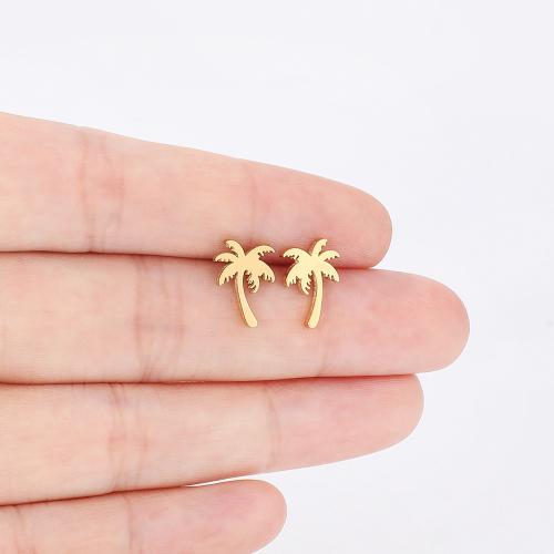 Stainless Steel Stud Earring, 304 Stainless Steel, Palm Tree, plated, for woman [