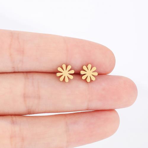 Stainless Steel Stud Earring, 304 Stainless Steel, Flower, plated, for woman [