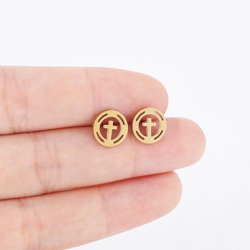 Stainless Steel Stud Earring, 304 Stainless Steel, Round, plated, for woman [