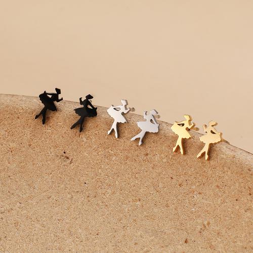 Stainless Steel Stud Earring, 304 Stainless Steel, Dancing Girl, plated, for woman [