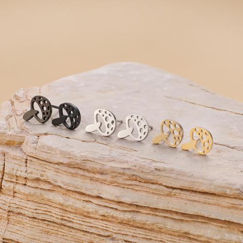 Stainless Steel Stud Earring, 304 Stainless Steel, mushroom, plated, for woman [