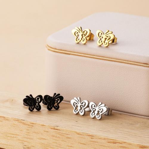 Stainless Steel Stud Earring, 304 Stainless Steel, Butterfly, plated, for woman [