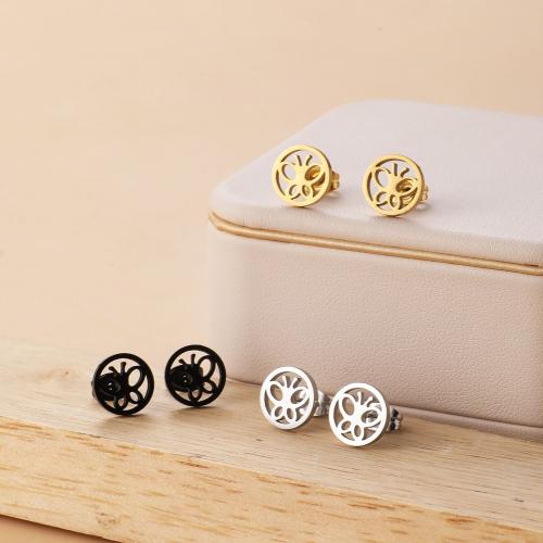 Stainless Steel Stud Earring, 304 Stainless Steel, Round, plated, for woman [