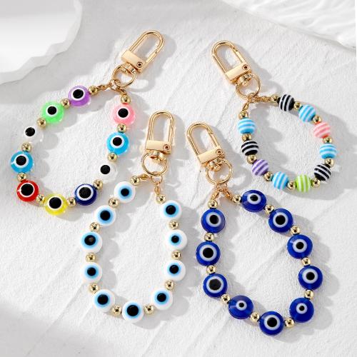 Evil Eye Key Chain, Zinc Alloy, with Resin, plated, fashion jewelry 