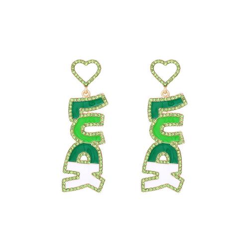 Zinc alliage strass Stud Earring, alliage de zinc, Lettre d’alphabet, bijoux de mode & pour femme & émail & avec strass, multicolore Vendu par paire