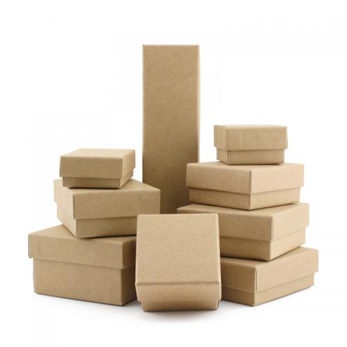 Jewelry Gift Box, Kraft, with Sponge, dustproof khaki 