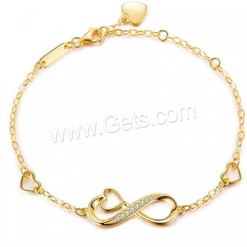 Pulseras de Plata Estelina, Plata de ley 925, Infinito, chapado, cadena oval & para mujer & con diamantes de imitación & hueco, más colores para la opción, 29mm, longitud:aproximado 7.2 Inch, Vendido por UD