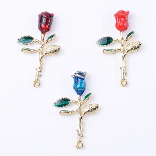 Zinc Alloy Enamel Pendants, Rose, DIY [