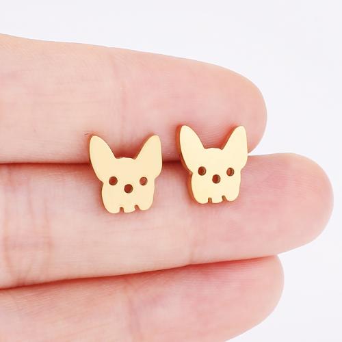 Stainless Steel Stud Earring, 304 Stainless Steel, Dog, plated, for woman [