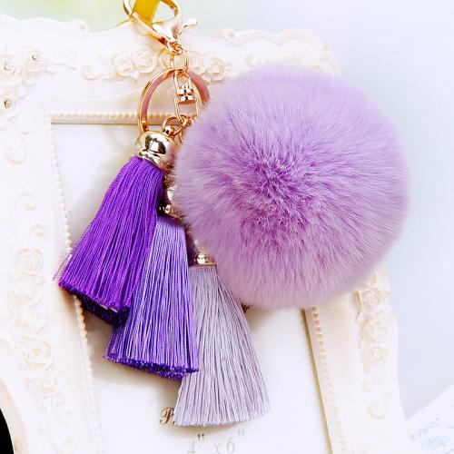 Fur Plush Key Chain, Zinc Alloy, with Caddice & Plush, plated, fashion jewelry 