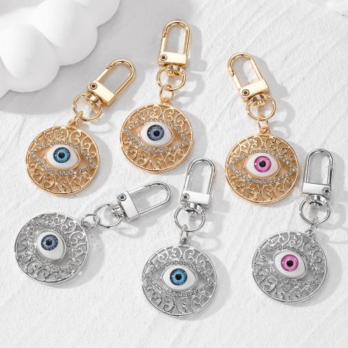 Evil Eye Key Chain, Zinc Alloy, with Resin, plated, fashion jewelry & with rhinestone 