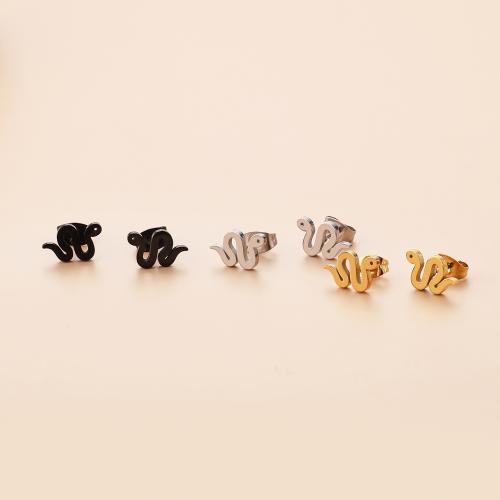 Stainless Steel Stud Earring, 304 Stainless Steel, Snake, Vacuum Ion Plating, fashion jewelry & for woman [