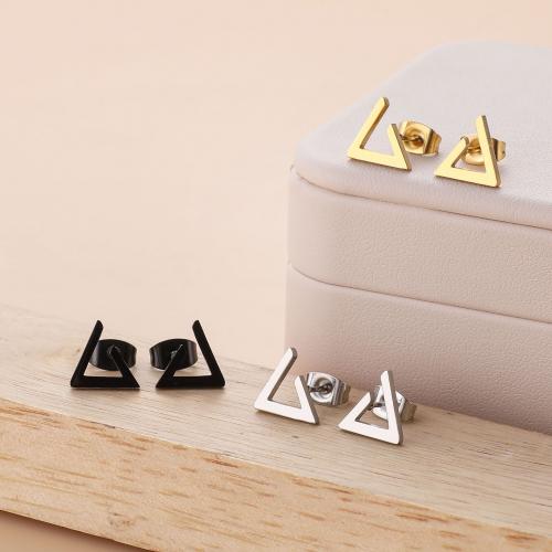 Stainless Steel Stud Earring, 304 Stainless Steel, Triangle, plated, for woman [