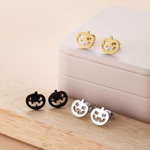 Stainless Steel Stud Earring, 304 Stainless Steel, Pumpkin, plated, for woman [